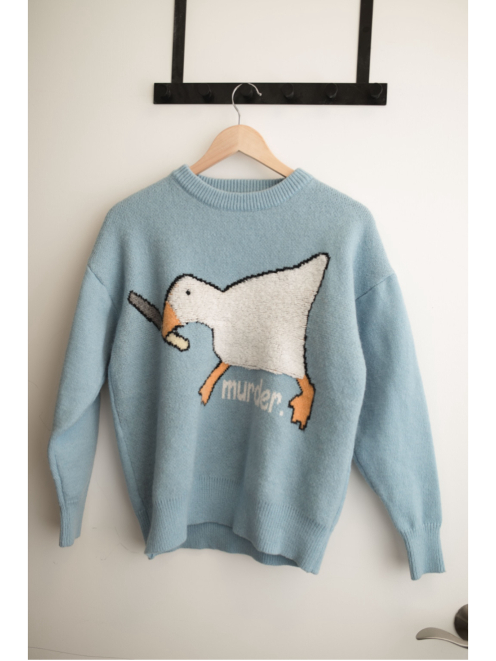 Women's Aelfric Eden Light Blue Goose Murder Duck Crew Neck Sweater S